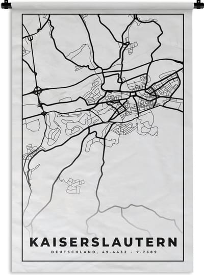 Wandkleed - Wanddoek - Kaart - Kaiserslautern - Stadskaart - Plattegrond - 120x180 cm - Wandtapijt