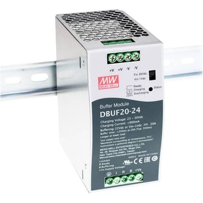 MW Mean Well DBUF20-24 Buffermodule voor railmontage 24 V 20 A Aantal uitgangen:1 x Inhoud 1 stuk(s)