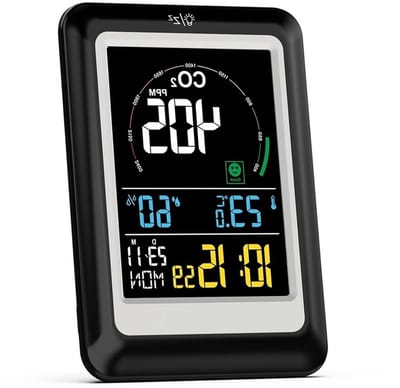 Luchtkwaliteit Meter - CO2 Sensor - Binnenklimaat Meten - 5-in-1 Functies - 1 kg - Zwart