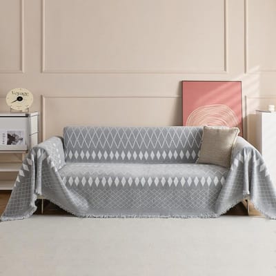 Dekens Gebreid Scandinavisch Sofa Handdoek Bohemen Sofa Hoes Volledige Deken Gestreept Kamer Bedzijde Huisdecoratie Picknick Kleed 180x130cm gray