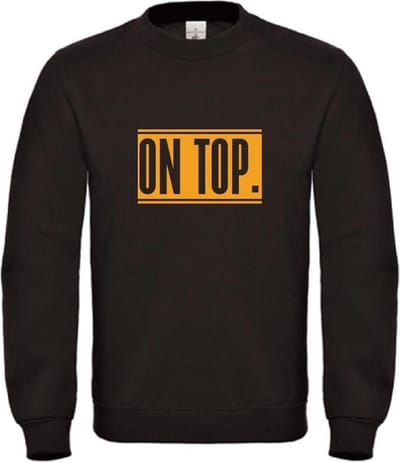 Wintersport sweater zwart XXL - On Top - okergeel - soBAD. | Foute apres ski outfit | kleding | verkleedkleren | wintersporttruien | wintersport dames en heren