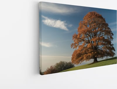 Saammp Canvas Schilderij - Grote Boom op berg - Natuur - Landschap - 45x30 - Foto op canvas - Wanddecoratie - Muurdecoratie Woonkamer - Slaapkamer decoratie - Canvas Print
