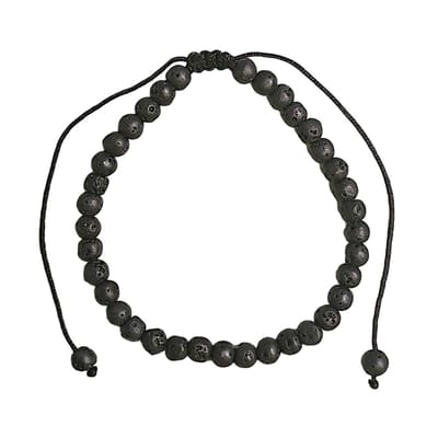 Fako Bijoux® - Natuurstenen Armband - Natuursteen - 5mm - Verstelbaar - 16-23cm - Lavasteen - Zwart