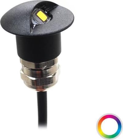 Apache J-LED - Half bedekt stap, trap en deck LED spot - 12V - Black Aluminium - Super RGB - Diameter 16 mm - IP67