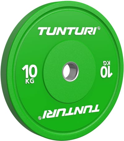 Tunturi Platinum bumperplates - Halter gewichten - Halterschijven - 1x 10kg - Groen