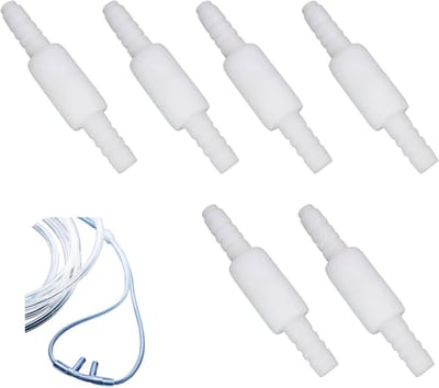 Set van 6 draaibare zuurstofslangconnectoren voor het voorkomen van draaien van de O2-slang, ideaal voor medisch gebruik en zuurstoftherapie