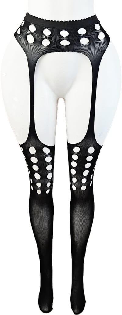 BamBella ® - Panty -Onesize - open kruis hoge kousen broek Dames - Onesize - sexy Erotische lingerie van kant zwart