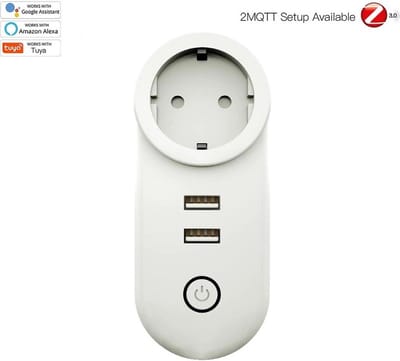 MOES ZigBee Smart Plug + USB | Werk met Tuya Smart en SmartLife | Slimme Stekker | USB en Stekker afzonderlijk te bedienen met app | 3680W | Stroommeter