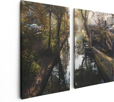 Artaza Canvas Schilderij Tweeluik Nieuwe Gracht In Utrecht - 80x60 - Foto Op Canvas - Canvas Print
