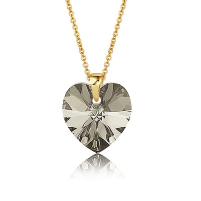 Montebello Ketting Fleur HZ110 - Swarovski Hart - 925 Zilver Verguld - Ø14mm - 50cm