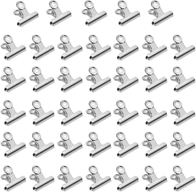 Dailygoods - 40 stuks kleine bulldogklemmen, 22 mm, multifunctionele paperclips, mini-metalen clips voor tassen, foto's, tekeningen, handwerk, kantoor, keuken (zilver, 22 mm)