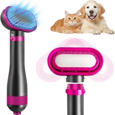 Hondendroger met Borstel, 2-in-1 Dierlijke Haardroger met Instelbare Temperatuur, Draagbare Droger voor Kleine en Middelgrote Honden en Katten, Ideaal voor Thuisgebruik en Snelle Droging