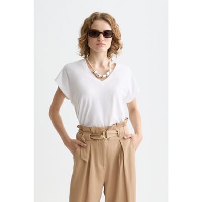 Scotch & Soda Slub V-neck T-shirt White Taglia: XS | Maglie Sportivi Outlet | Donna | Bianco