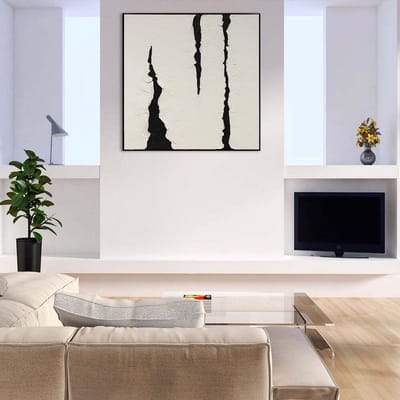YS Schilderij YS-Art Gallery - Handgeschilderd canvas schilderij 90x90 cm - Wanddecoratie Abstract - Zwart en wit - Goud - Muurdecoratie woonkamer - Slaapkamer decoratie - Kamer accessoires - Abstract schilderij goud zwart - schilderijen woonkamer
