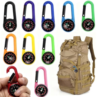 Dailygoods- Karabijnhaak Voordeelverpakking 10 Stuks - Kleurrijke Mini-Kompaskarabijnhaken - Multifunctioneel - Voor Kinderen - Outdoor - Hoogwaardige Kunststof - Sleutelhanger