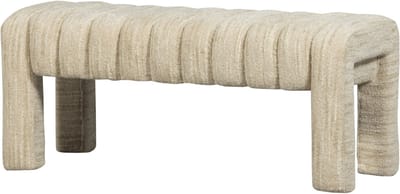 WOOOD Frex Bankje Gestoffeerd - Bouclé - Naturel - 48x110x43