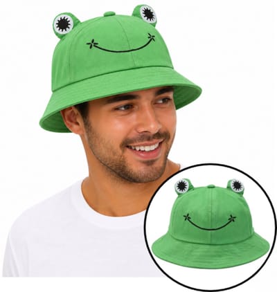 Pradeo - Bucket Hat - Vissershoedje - Buckethat - Kikker - Frog - Carnaval - Feest - Festival - Vrijgezellenfeest - Outfit - Groen - One Size Fits All