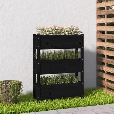 vidaXL - Plantenbak - 77x25x104,5 - cm - massief - grenenhout - zwart