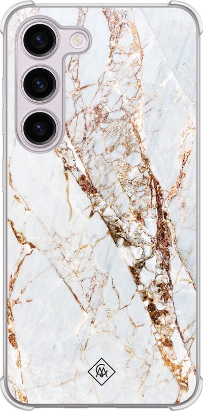 Casimoda® hoesje - Geschikt voor Samsung Galaxy S23 Plus - Marmer Goud - Shockproof case - Extra sterk - TPU/polycarbonaat - Goudkleurig, Transparant