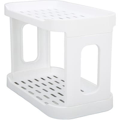 Dubbellaags bureau opbergrek grote capaciteit hekdesign wit cosmetica bureau plastic white