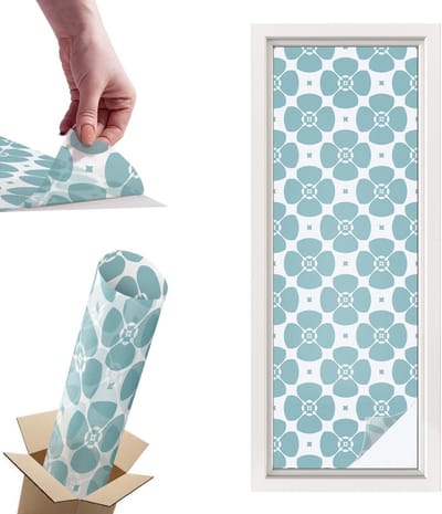 Tulup Raamfolie Anti inkijk - Bloemsymmetrie Privacy Folie Raam - 50x146 cm - Wit Anti inkijk Folie - Raamfolie Tegen inkijk Glas in Lood - Voor de slaapkamer, woonkamer en badkamer. - Raamfolie Zonwering