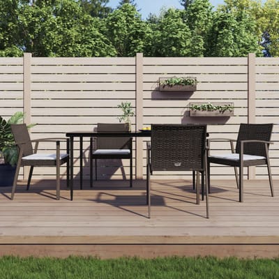 vidaXL - 5-delige - Tuinset - met - kussens - poly - rattan - en - staal