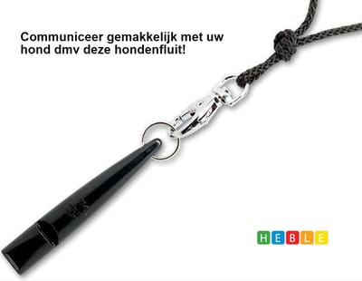 Hondenfluit - Hondertraining - Zwart - Met Koord - Hondentrainer - Fluit voor Honden - Honden trainen - Universeel - van Heble®