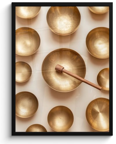 Poster in lijst - Fotolijst 50x70 cm - Posters - Symmetrisch - Goud - Brons - Balans - Posterlijst zwart - Decoratie - Wanddecoratie woonkamer - Muurdecoratie slaapkamer