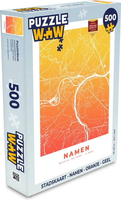 Puzzel Stadskaart - Namen - Oranje - Geel - Legpuzzel - Puzzel 500 stukjes - Plattegrond