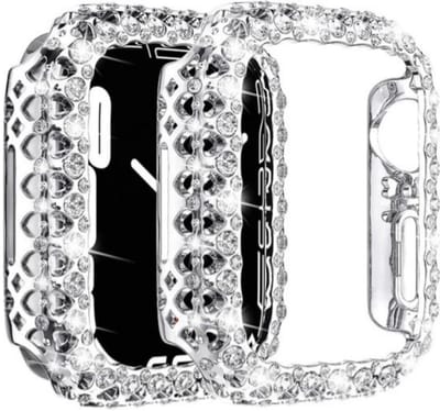Super Stevige Bling Kristallen Bumperhoes - Geschikt Voor Apple Watch Case 45mm - Diamant PC Beschermende Harde PC Frame - Geschikt voor Apple Watch Serie 8 7 45mm Star Light