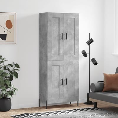 vidaXL - Hoge - kast - 69,5x34x180 - cm - bewerkt - hout - betongrijs
