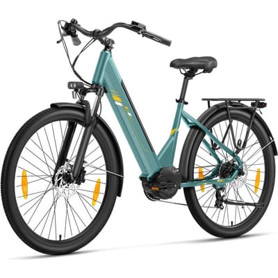 Touroll Urbano 3 Elektrische Fiets - 250W Mid-Motor - 70Nm Koppel - 468Wh Accu (max 150km) - Hydraulische Schijfremmen - Shimano 7 Versnellingen - Vering met Lockout - Comfortabel Step-Through Frame - 27.5 inch - Teal