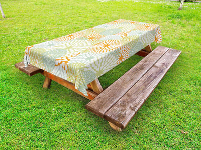 ABAKUHAUS pastel buitentafelkleed, abstracte retrobloemen, decoratief wasbaar picknicktafelkleed, 145 x 210 cm, amandelgroen lichtgroen