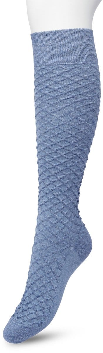 Bonnie Doon Bio Kabel Kniekousen Dames Jeans Blauw maat 36/42 - Kabel patroon in Ruit Vorm - Biologisch Katoen - Uitstekend draagcomfort - Cable Knee High - OEKO-TEX - Gladde Naden - Duurzaam Huidvriendelijk Bio Katoen - Denim Heather - BP211506.214