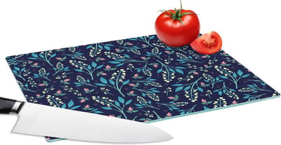 Glazen Snijplank - 28x20 - Bloemen - Roze - Wit - Patroon - Snijplanken Glas