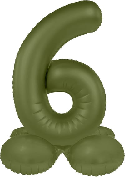 Folat - Staande folieballon Cijfer 6 Olive Green - 72 cm