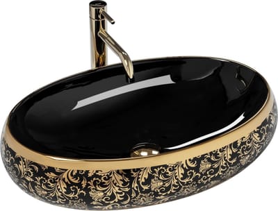 Rea Meryl Black/Gold Opzetwastafel Zwart En Goud 60x40,5 cm