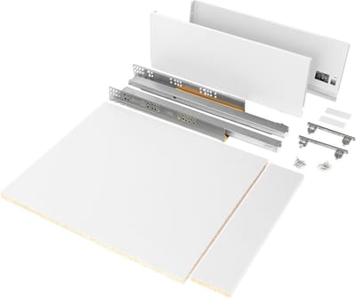 Emuca Set lade Vertex voor keuken of bad inclusief panelen, zacht sluiten, 500x178mm, module 450mm, staal, wit