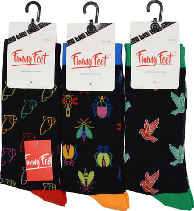 Funny Feet socks - Happy birds kousen - cadeau - grappige sokken - 3 paar - Maat 39-42