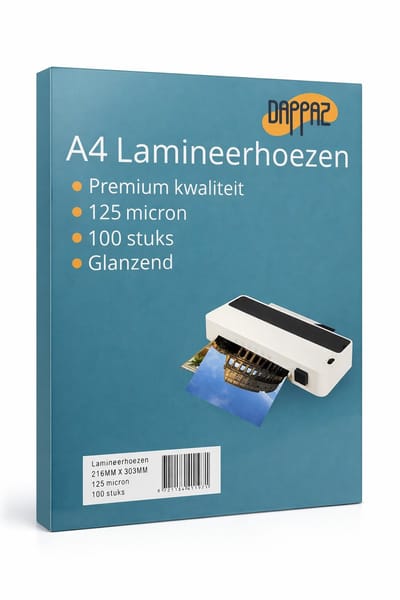 Lamineerhoezen A4 - 125 Micron - 100 stuks Premium Kwaliteit - Glanzend voor Lamineerapparaat - Dappaz