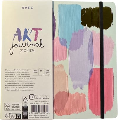 AVEC Art Journal Kraft Cover - Schetsboek - 300 g-m² - Kunstboek - Aquarel papier - 30 vellen - 21 x 21cm - Aquarelpapier - Aquarel boek
