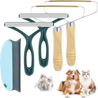 Pluisverwijderaar Set - Dierenhaarverwijderaar - Kleding Reinigen - 5 Delig Herbruikbaar - 5 Stuks - Groen Hout Blauw