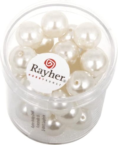 Rayher hobby glaskralen parels - wit / parelmoer - 70x stuks - 10 mm - DIY sieraden maken - Kralen rijgen
