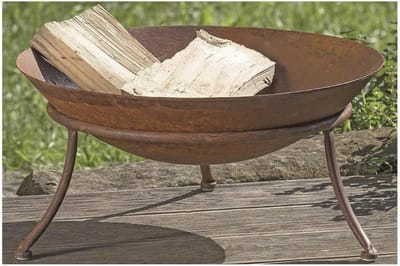Vuurschaal barbecue met statief - roestlook - tuinfeest decoratie - 47 cm diameter - 22 cm hoog