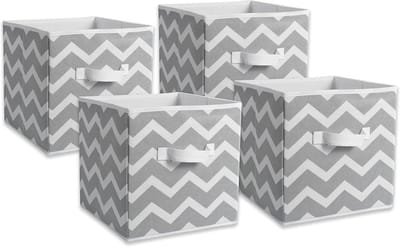 Opvouwbare stoffen opbergcontainers set van 4 - grijs
