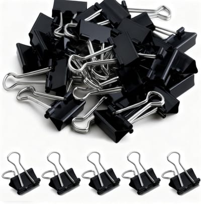 Set van 100 Vouwklemmen voor Documenten - Zwarte Metalen Klemmen van 19mm voor Kantoor, Archiveren en Organiseren