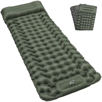 Dailygoods- Luchtbed Extra Brede Isomat - Campingmatras met Pomp - Ultralicht en Waterdicht - Geïntegreerd Kussen - 196x69x9 cm - 40D-Nylon Constructie - Campingmat