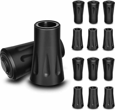 Trekkingstokdoppen - Vervangende beschermers voor de punt van de trekkingstok - Accessoires voor rubberen punten van de trekkingstok, geschikt voor de meeste trekkingstokken Schokabsorptie (gatdiameter 11 mm) - Verpakking van 14