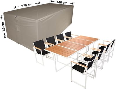 Raffles Covers Tuinsethoes - 270 x 140 H: 85 cm - RDS270140 - Waterdicht - Ademend - UV-bestendig - Elastisch rijgkoord - Beschermhoes tuinmeubelen - Hoes voor tafel en stoelen