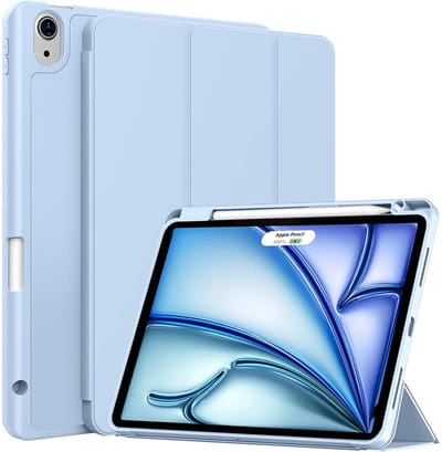 CaseMania Bookcase hoesje geschikt voor Apple iPad Air 11 inch (M2-M4) - Effen Lichtblauw - Kunstleer